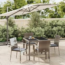 vidaXL Set da Pranzo da Giardino 5 pz con Cuscini in Polyrattan Grigio