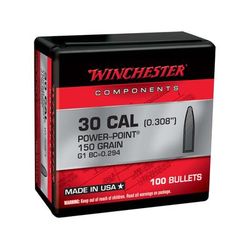 Winchester Rifle Bullets 30 Cal .308 150 Grain Power-Point 100 Bullets WB30PP150X-308CAL