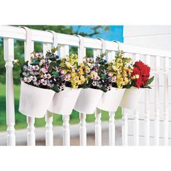 Hanging Planters, Set of 5 by BrylaneHome in White Five