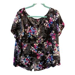 Torrid Tops | Dress Top Short Sleeve Floral, Sz. 2 | Color: Black/Pink | Size: 2x