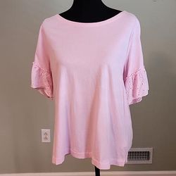 J. Crew Tops | J.Crew Ruffle Short Sleeve Shirt | Color: Pink | Size: Xl