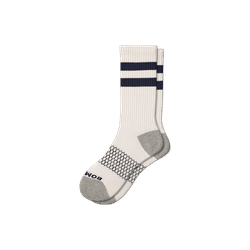 Vintage Stripe Calf Sock - White Navy - Large - Bombas