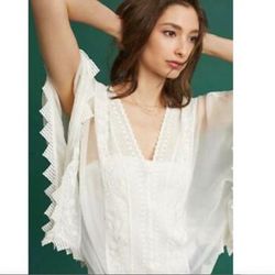 Anthropologie Tops | Anthropologie Maeve Neriah White Top Kimono | Color: White | Size: L