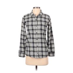 Y&R Long Sleeve Button Down Shirt: Black Plaid Tops - Women's Size X-Small