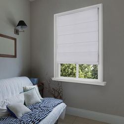 Wide Width Cordless Blackout Fabric Roman Shades by Whole Space Industries in White (Size 34" W 64" L)