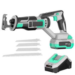 20 V Cordless Reciprocating Saw with Battery & Charger