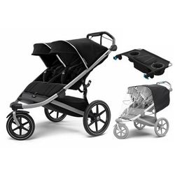 Thule Urban Glide 2 Double Jogging Stroller + Essentials Bundle - Jet Black