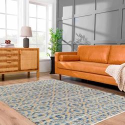 Isaye 8' x 10' Modern Jute Lambswool/Royal Denim/Slate/Dark Beige/Multi Brown Area Rug - Boutique Rugs