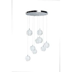 9 light Crystal Spheres Chandelier // Round Chrome Canopy - FL-709