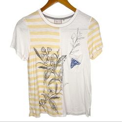 Anthropologie Tops | Anthropologie Embroidered Moth T-Shirt Yellow | Color: White/Yellow | Size: M