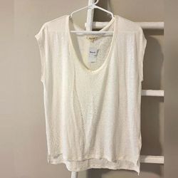 Madewell Tops | Madewell Linen Blend Muscle Tee | Color: Cream | Size: Xs