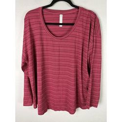 Athleta Tops | Athleta Cloudlight Stratus Top Womens 2x Red Striped Long Sleeve Activewear | Color: Red | Size: 2x