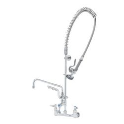 T&S B-0133-U12-B 37 9/16" Wall Mount Pre Rinse Faucet - 1.5 GPM, Base With Nozzle, Stainless Steel