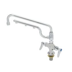 T&S B-0201-U12-CR Deck Mount Faucet - 12" Swing Spout, 10" Spray Arm, Stainless Steel
