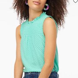 J. Crew Tops | J. Crew Smocked Clip-Dot Tank In Fresh Spearmint. Size Medium. Nwt | Color: Green | Size: M