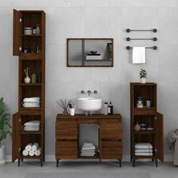 vidaXL Set Mobili da Bagno 3 pz Rovere Marrone in Legno Multistrato