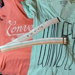 Converse Tops | Converse Tshirts & Belt Bundle | Color: Green/Pink | Size: S
