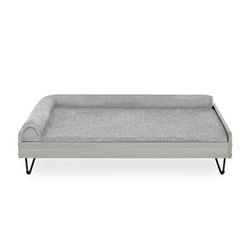 Greenguard Gold Certified Elevated Asher Wooden Pet Bed with Mattress, 43.43" L X 33.43" W X 8.94" H, Silver, X-Large, Gray