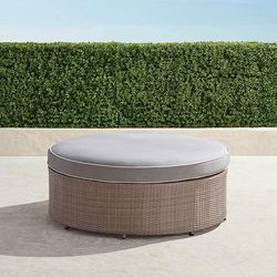 Pasadena II Ottoman in Dove Wicker - Quick Dry, Sailcloth Air Blue - Frontgate