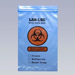 LK Packaging LAB20609BE Lab-Loc Reclosable 3-Wall Specimen Bags - 6" x 9", Polyethylene, Blue Tint, Case of 1000