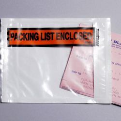 LK Packaging LPLEC Packing List Envelope - 5 1/2"L x 4 1/2"W, LDPE, Clear, Printed "Packing List Enclosed"