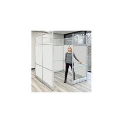 6' x 6' x 7'H White Laminate Modular Office with Clear Glass Front - Starter Cubicle