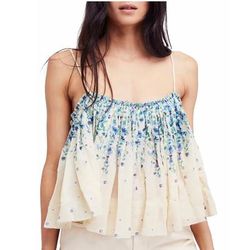 Free People Tops | Free People Instant Crush Printed Floral Crop Top In Size Xs | Color: Blue/Cream | Size: Xs