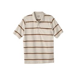 Men's Big & Tall Shrink-Less Pocket Piqué Polo by Liberty Blues in Heather Oatmeal Stripe (Size 5XL)