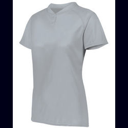 Augusta Sportswear AG1567 Athletic Women's Attain Wicking Two-Button Softball Jersey T-Shirt in Silver size Large | Polyester 1567