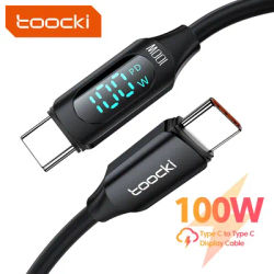 Toocki-Câble USB Type-C vers Type-C PD 100W chargeur de charge rapide câble d'affichage pour