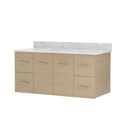 Randolph Morris Mia 48 Inch Floating Vanity with Undermount Sink - Light Oak / White Carrara Top RMV50-48LO-S1WH