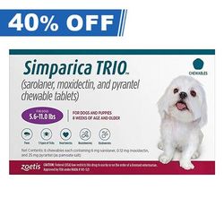 Simparica Trio For Dogs 5.6-11 Lbs (Purple) 3 Doses - 40% Off Today