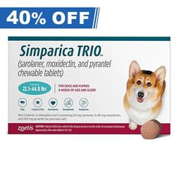 Simparica Trio For Dogs 22.1-44 Lbs (Teal) 6 Doses - 40% Off Today