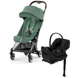 Cybex COYA Compact Stroller + Cloud G Lux SensorSafe Travel System Bundle - Chrome / Leaf Green / Mo