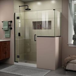 Dreamline DreamLine Unidoor-X 60 inch W x 36 3/8 inch D x 72 inch H Frameless Hinged Shower Enclosure in Matte Black E130243436-09