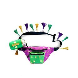 Mardi Gras Tassel Fanny Pack with Drink Holder