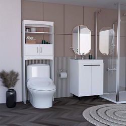 Alder 2 Piece Bathroom Set, Valetta Over The Toilet Cabinet + Dustin Free Standing Sink Cabinet, White - Depot E Shop CBAT35