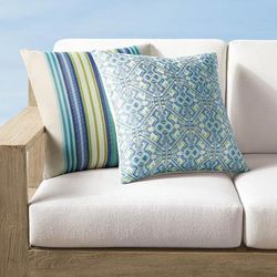 Set of 2 Summer Stripe & Delphi Indoor/Outdoor Pillow Sets by Elaine Smith - Frontgate