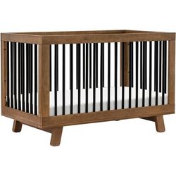 Babyletto Hudson 3-in-1 Convertible Crib with Toddler Bed Conversion Kit - Natural Walnut / Black