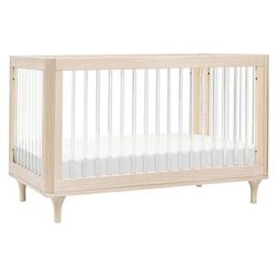 Babyletto Lolly 3-In-1 Convertible Crib with Toddler Bed Conversion Kit - Washed Natural / Acrylic