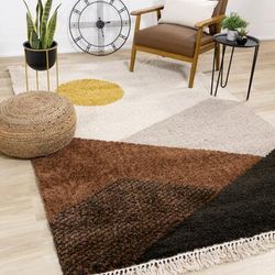 Bella Collection - Cream/ Brown/ Yellow Mountain Sunset Rug