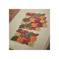 Set of 4 Embroidered Cut-Out Placemats by BrylaneHome in Fall Leaves