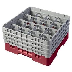 Cambro 16S800416 Camrack Glass Rack w/ 16 Compartments - 16 Gray Extenders, Cranberry