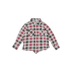 Long Sleeve Button Down Shirt: Red Checkered/Gingham Tops - Size 3Toddler