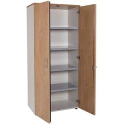 Armoire 2 Portes Linéo 4 Tablettes Métal H. 180 Chêne/blc - Simmob