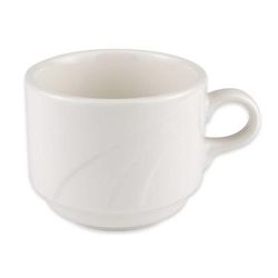 Libbey 950038123 8 1/2 oz Stacking Cup w/ 3 Swirls, Cascade Pattern, Flint Body, White, 3 Dozen