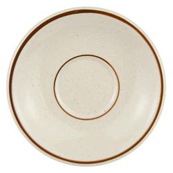 Libbey DSD-2 6" Round Desert Sand Saucer - Speckled, 2 Brown Bands, White