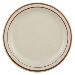 Libbey DSD-7 7 1/4" Round Desert Sand Plate - Speckled, (2) Brown Bands, White