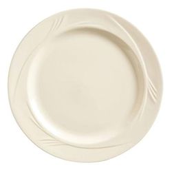 Libbey END-9 9" Round Porcelain Plate w/ Medium Rim, White