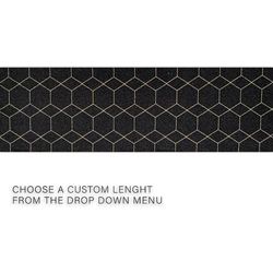 Custom Size Hexagon Design Black&Gold,Blue Color Non-Slip Rubber Backing-26 Inch WidexYour Choice of Length Runner Rug